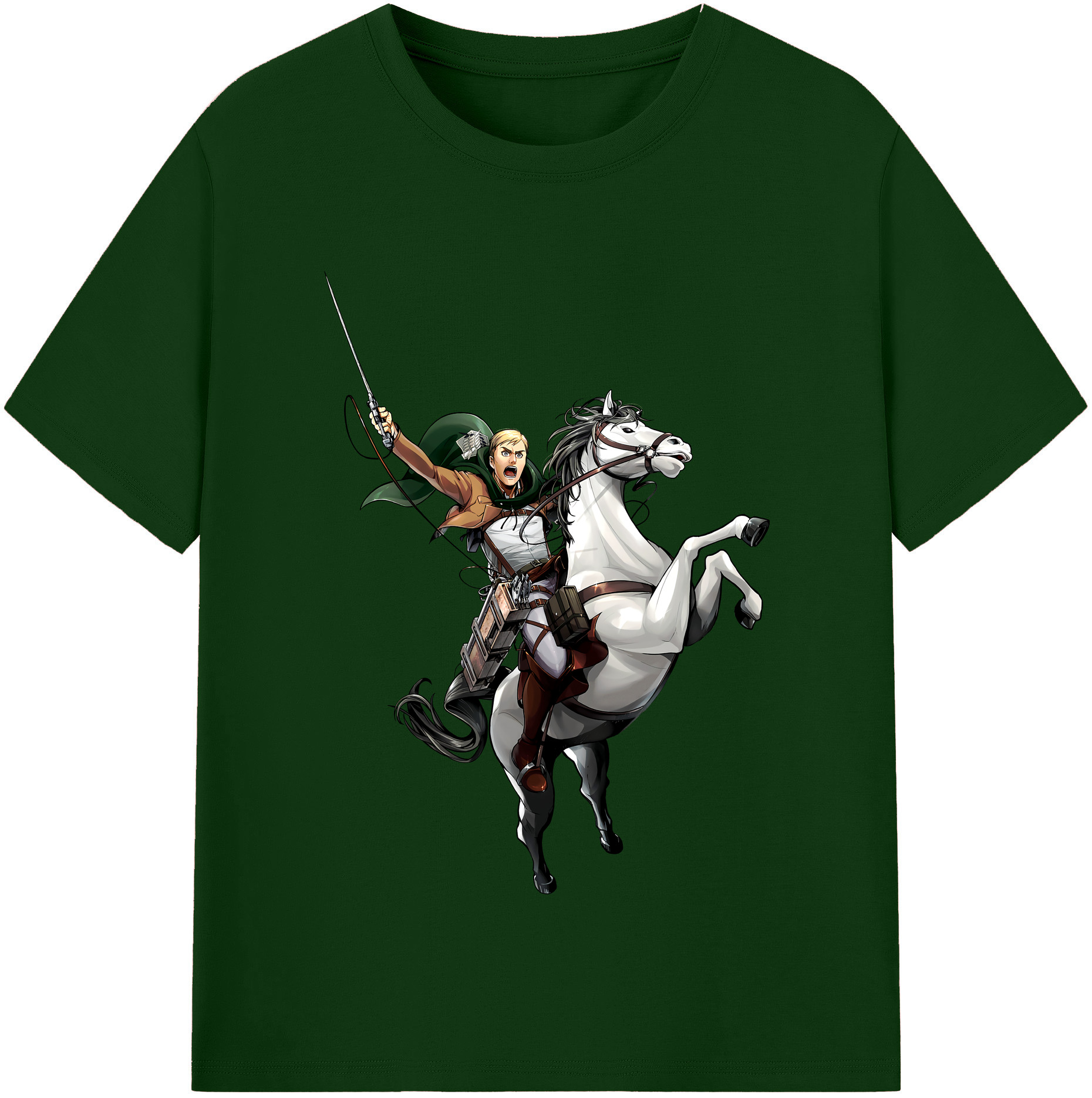（画像用） 進撃の巨人 エルヴィン・スミス Attack on Titan Erwin Smith 綿100％半袖Tシャツ（フロントプリント）